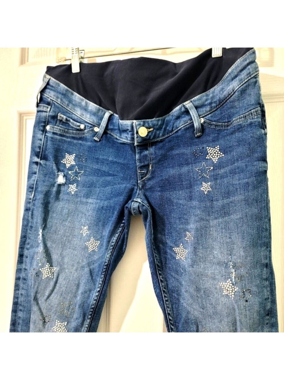&Denim Maternity Ripped and Distressed Skinny Jeans Size 14